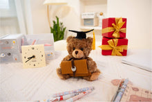 Load image into Gallery viewer, Plushland - 6″ Graduation Mocha Bear Plush with Graduates Cap &amp; Suitcase