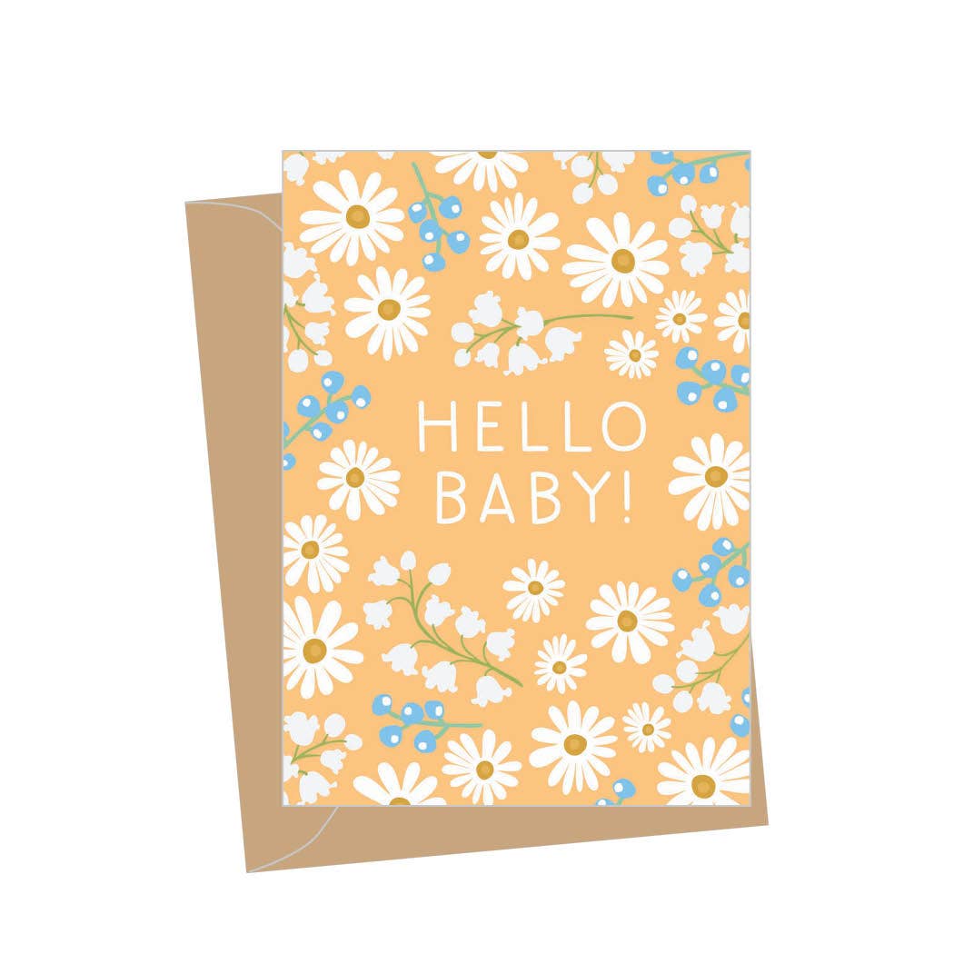 Apartment 2 Cards - Mini New Baby White Daisies, Folded Enclosure Cards