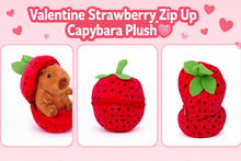 Load image into Gallery viewer, Plushland -Strawberry Zip Up Capybara | Valentine Plush Gift
