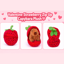 Load image into Gallery viewer, Plushland -Strawberry Zip Up Capybara | Valentine Plush Gift
