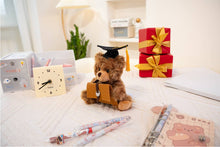Load image into Gallery viewer, Plushland - 6″ Graduation Mocha Bear Plush with Graduates Cap &amp; Suitcase