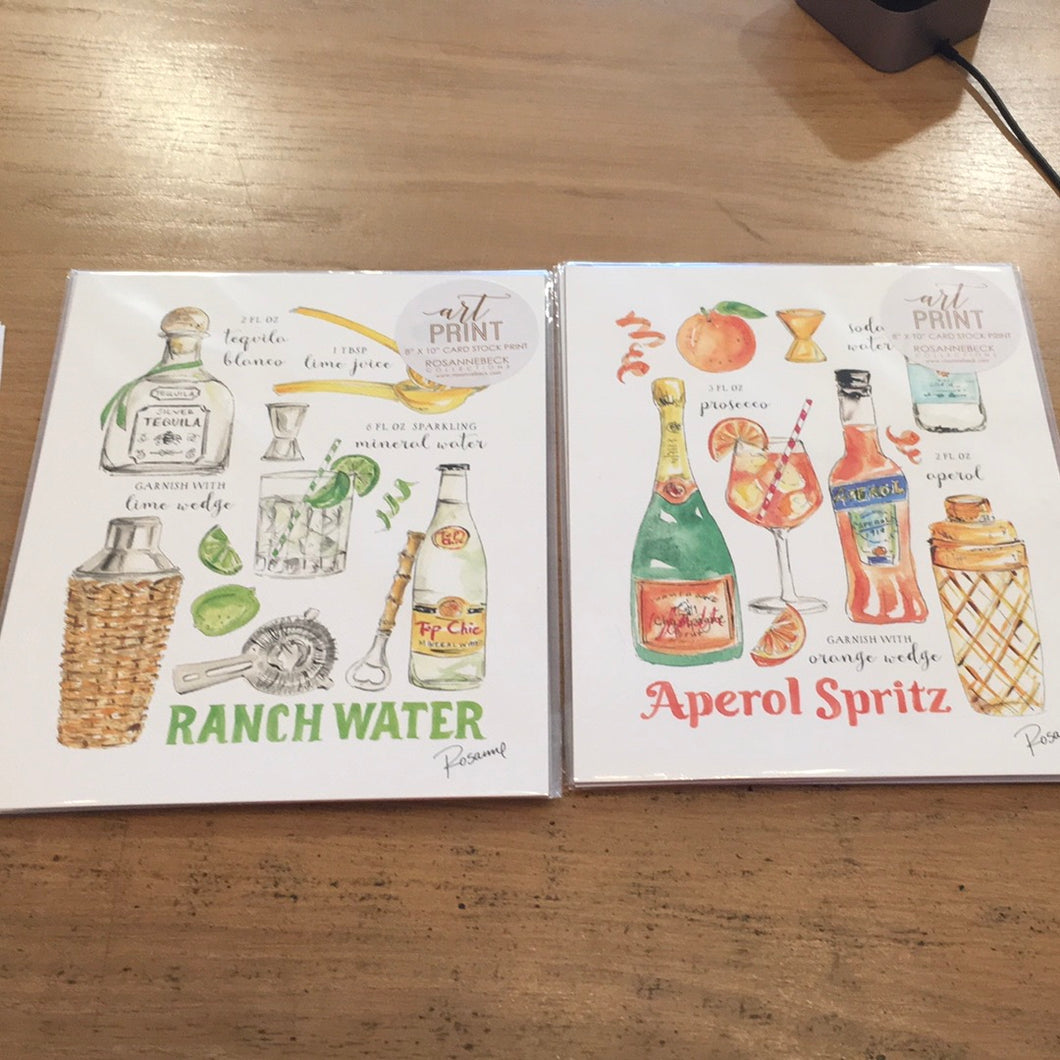 Art print.  Ranch water, aperol spritz