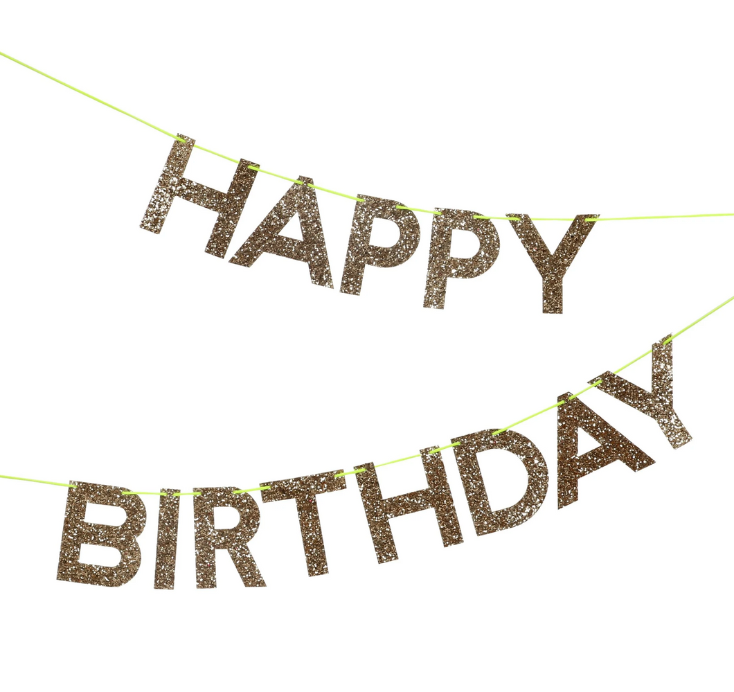 Meri Meri Glitter Gold Happy Birthday Garland
