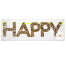 Load image into Gallery viewer, Meri Meri Glitter Gold Happy Birthday Garland