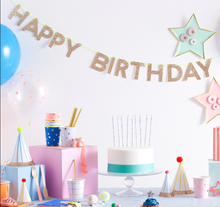 Load image into Gallery viewer, Meri Meri Glitter Gold Happy Birthday Garland