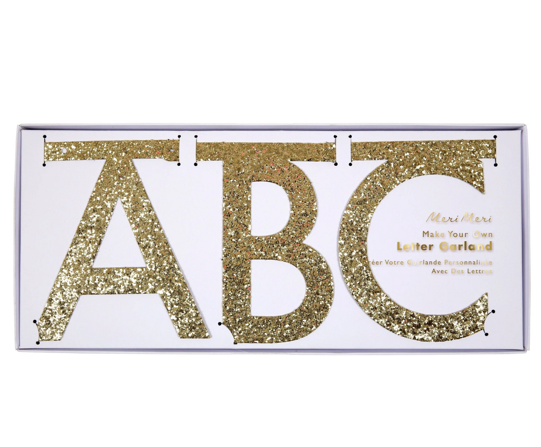 Meri Meri Gold Glitter Letter Garland Make Your Own