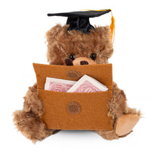 Load image into Gallery viewer, Plushland - 6″ Graduation Mocha Bear Plush with Graduates Cap &amp; Suitcase
