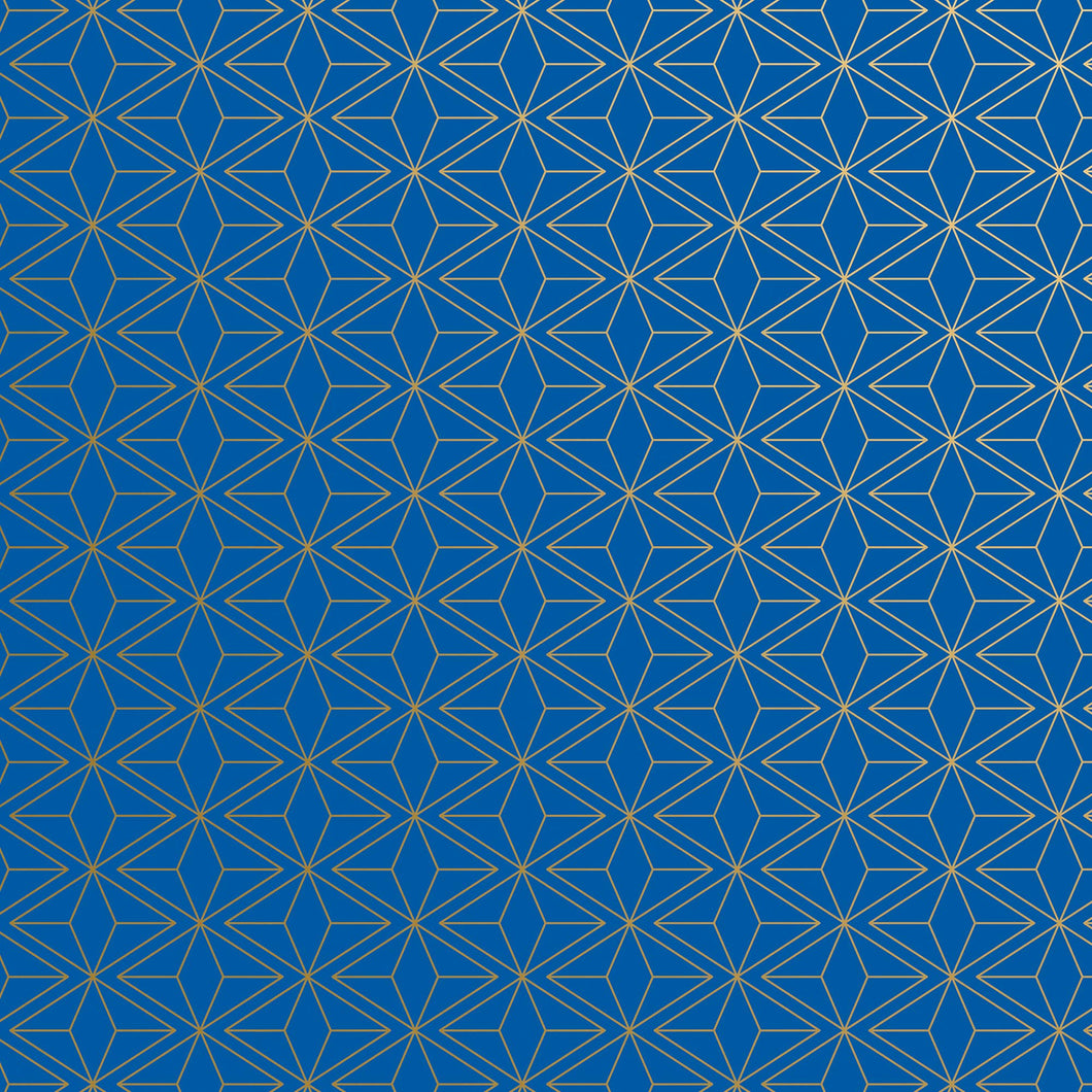 Jillson & Roberts - Gold Blue Geo - Wrap - Rolls