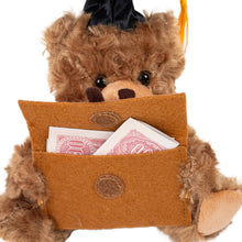 Load image into Gallery viewer, Plushland - 6″ Graduation Mocha Bear Plush with Graduates Cap &amp; Suitcase