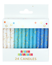 Load image into Gallery viewer, Party Partners - Blue &amp; White Gold Glitter 24 Candles Set