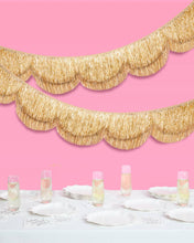 Load image into Gallery viewer, xo, Fetti - Gold Scallop Fringe Banner | Gold party garland, wedding