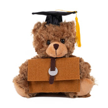 Load image into Gallery viewer, Plushland - 6″ Graduation Mocha Bear Plush with Graduates Cap &amp; Suitcase