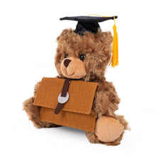 Load image into Gallery viewer, Plushland - 6″ Graduation Mocha Bear Plush with Graduates Cap &amp; Suitcase