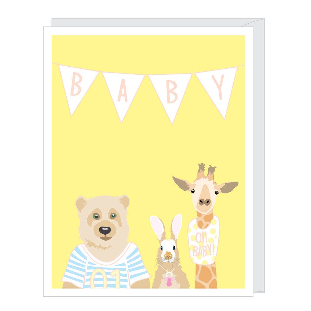 Apartment 2 Cards - Baby Animals Greeted New Baby Card