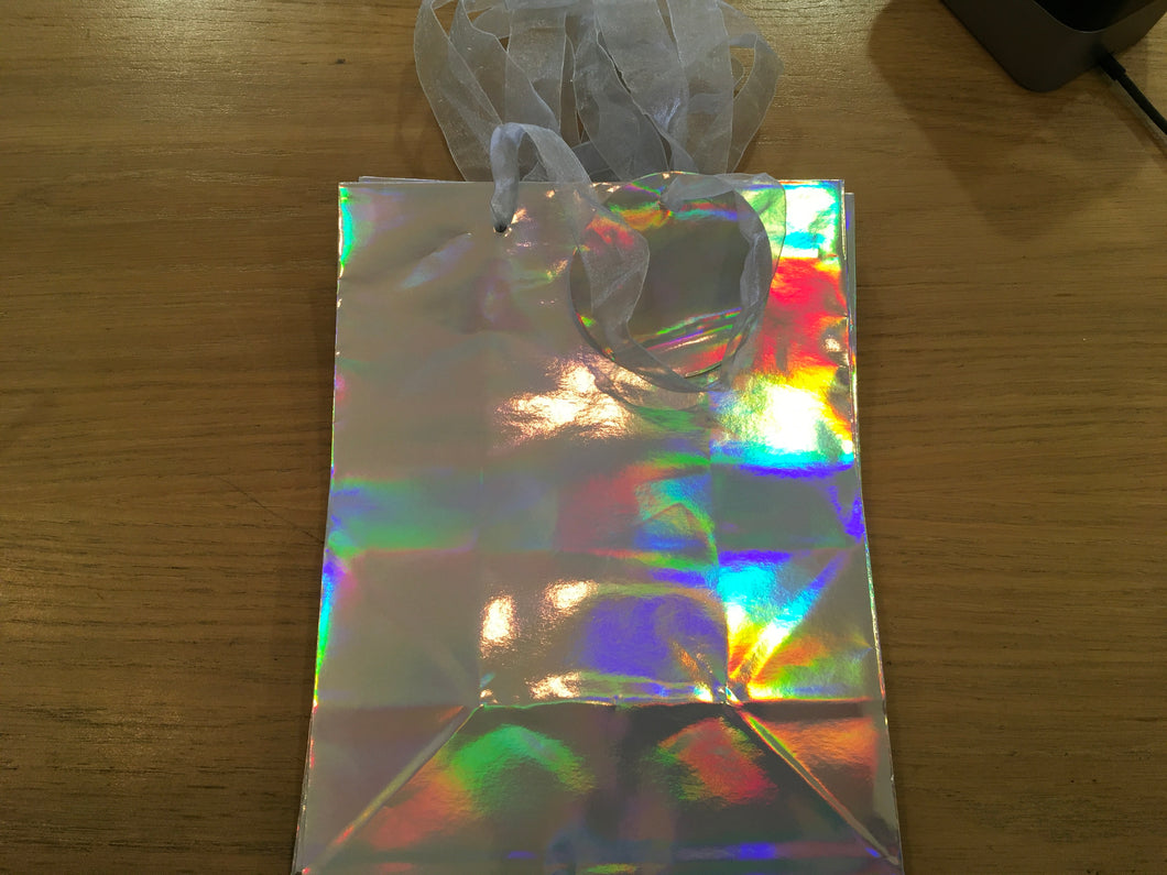 Gift Bag Small Silver Holigraphic