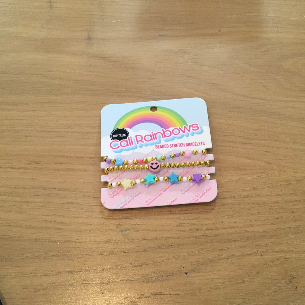 Cali Rainbows beaded stretch bracelet
