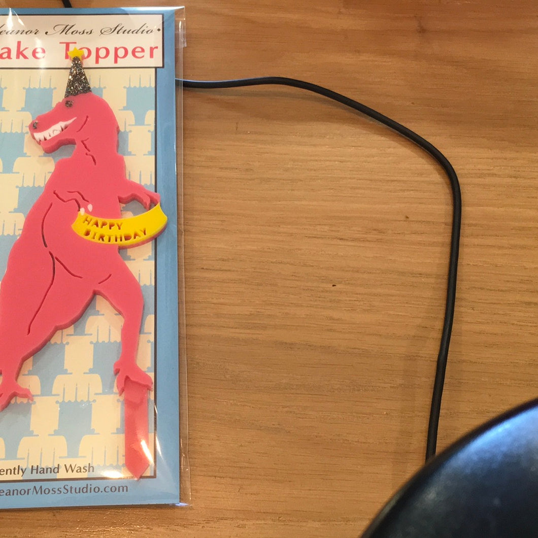 Eleanor Moss T-Rex cake topper-pink