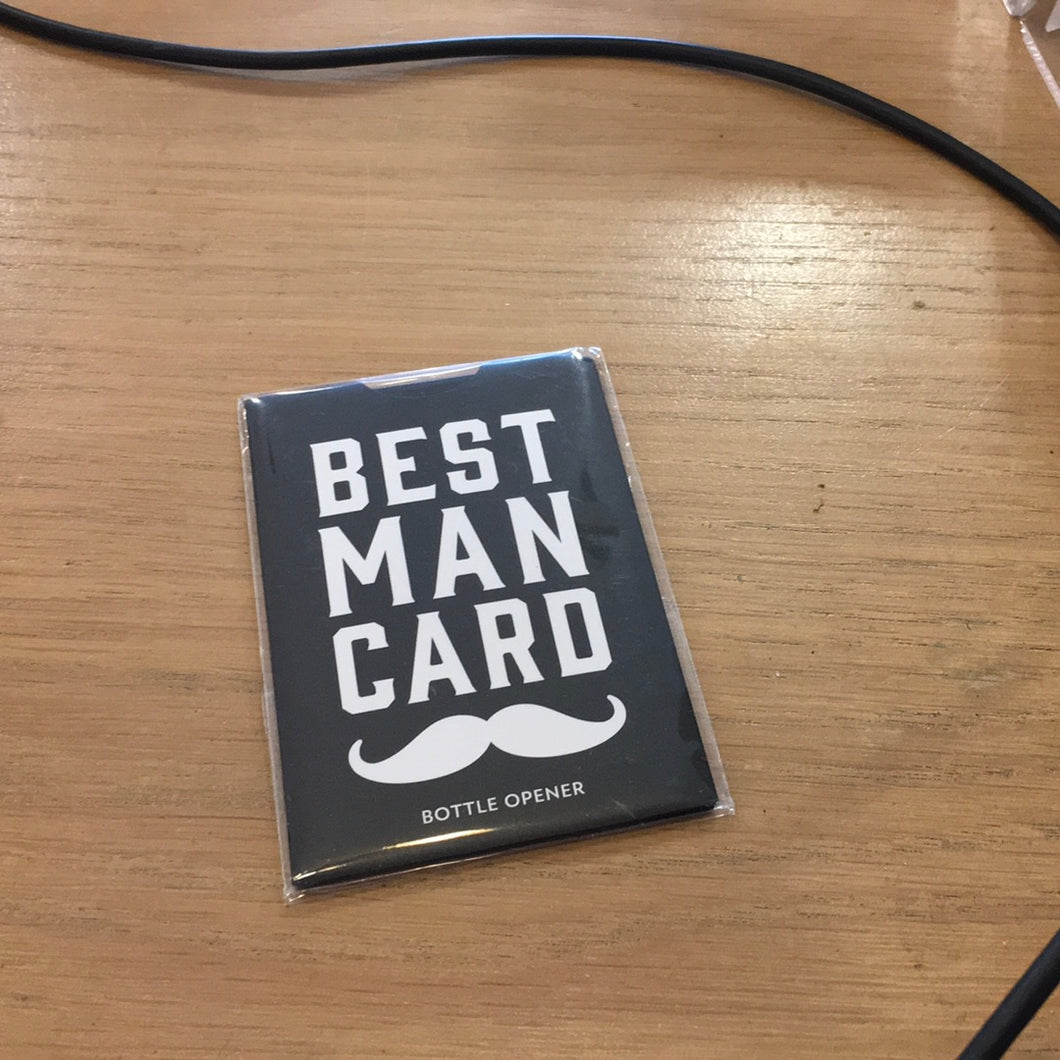 Best Man card bottle opener
