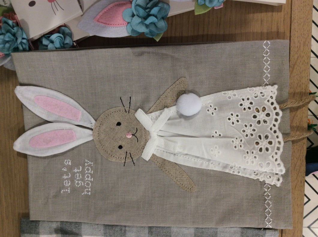 Tea Towel Girl Bunny