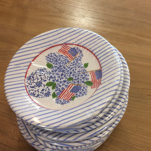 Caspari Flags and Hydrangeas plate