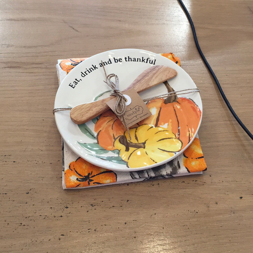 Eat drink and be thankful plate set mudpie
